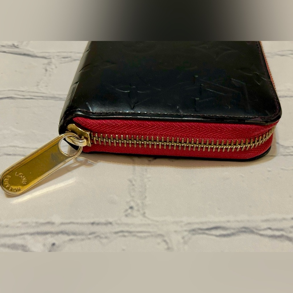 LV Rare Matte Vernis Monogram Long Wallet - Black and Bright Pink - FULL SET - Picture 6 of 16